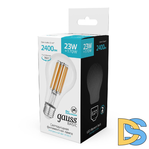 Светодиодная филаментная лампа Gauss Basic Filament E27 23W 4100K 40712232