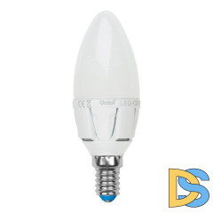 Лампа светодиодная (UL-00002413) Uniel E14 7W 3000K матовая LED-C37 7W/WW/E14/FR PLP01WH