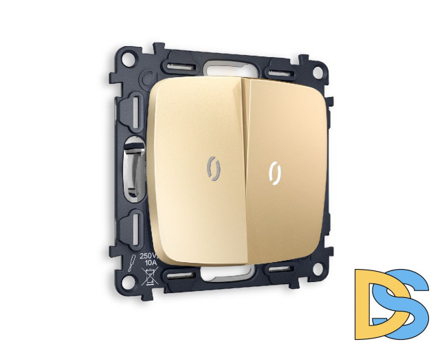 Комплект механизма 2-кл выключателя с подсветкой Ambrella Volt Omega MO604015