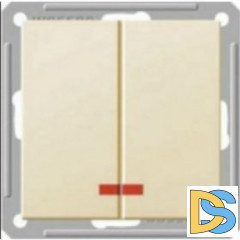 Выключатель 2-клавишный, с подсветкой, Бежевый, серия Wessen 59, Schneider Electric