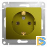 Розетка 1-ая электрическая, с заземлением, Фисташковый, серия Glossa, Schneider Electric