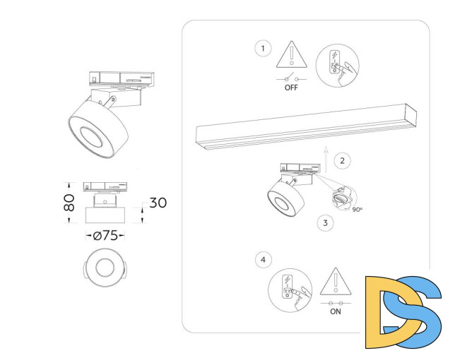 Трековый однофазный светильник Ambrella Light Track System GL6863