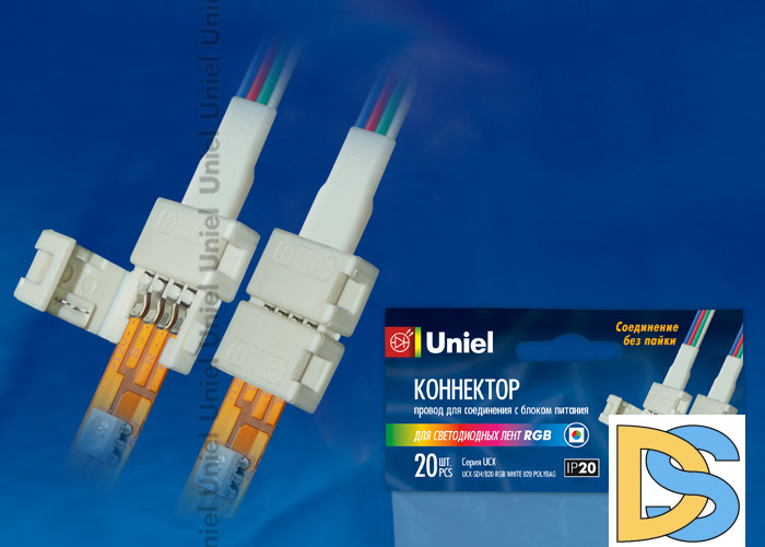 Коннектор для светодиодных лент Uniel UCX-SD4/B20-RGB WHITE 020 POLYBAG 06610