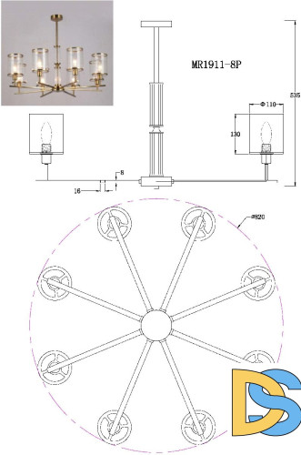 Люстра на штанге MyFar Alen MR1911-8P