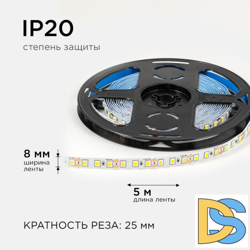 Светодиодная лента Apeyron 12В 2835 9,6Вт/м 4000К 7Лм/чип 5м IP20 LSE-257