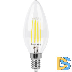 Лампа светодиодная филаментная Feron E14 9W 2700K Свеча Прозрачная LB-73 25956