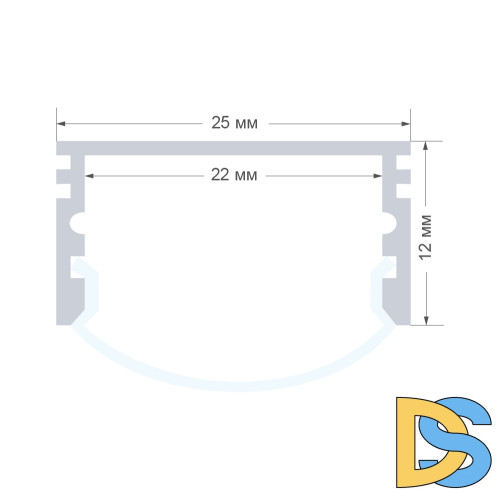 Профиль П-образный накладной Apeyron ширина ленты до 20мм (рассеиватель, заглушки - 2шт) 08-14