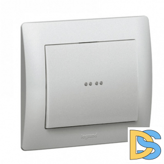 Переключатель 1кл проходной с подсветкой Legrand Galea Life - алюминий