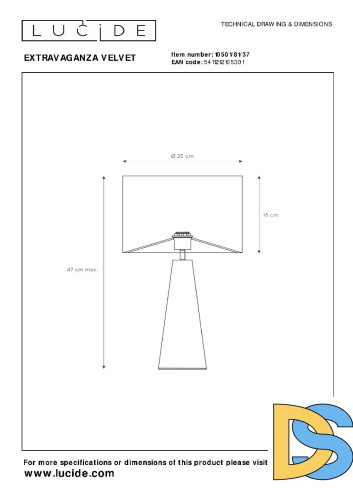 Настольная лампа Lucide Extravaganza Velvet 10501/81/37
