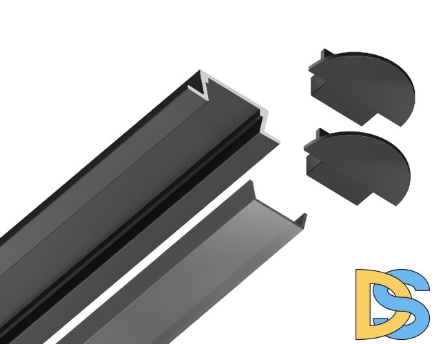 Алюминиевый встраиваемый профиль Ambrella Light Alum Profile GP1001BK/BK