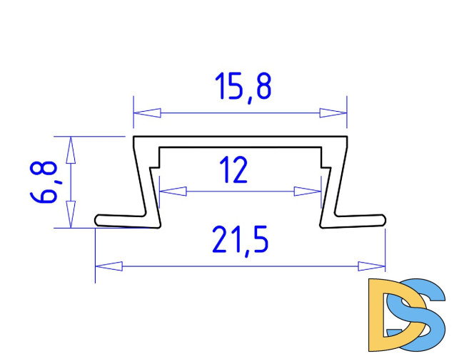 Алюминиевый встраиваемый профиль Ambrella Light Alum Profile GP1001BK/BK