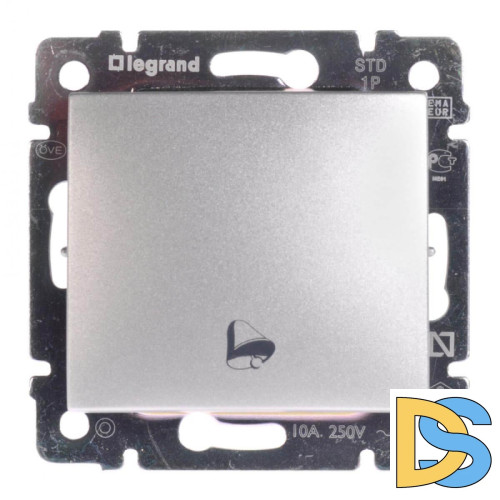 Выключатель кнопочный одноклавишный Legrand Valena Звонок алюминий 770216