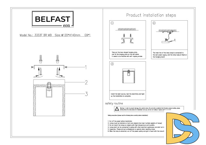 Потолочный светильник Belfast Ravenhill 3333F BR MB