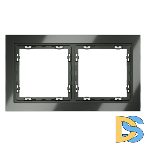 Рамка стеклянная VOLTUM S70 на 2 поста, (титан, стекло)