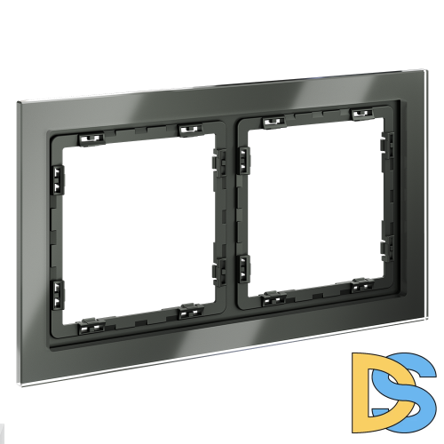 Рамка стеклянная VOLTUM S70 на 2 поста, (титан, стекло)