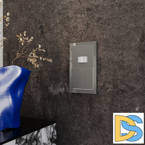 Рамка стеклянная VOLTUM S70 на 2 поста, (титан, стекло)