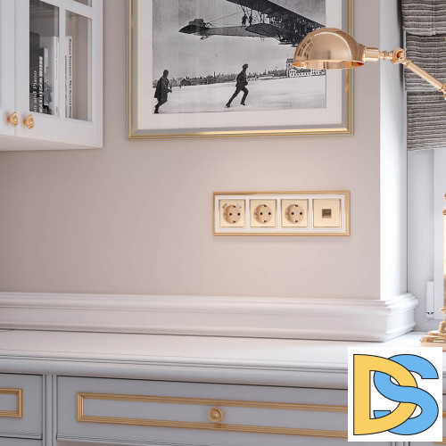 Розетка с заземлением и шторками Werkel шампань рифленый W1171110 4690389159756