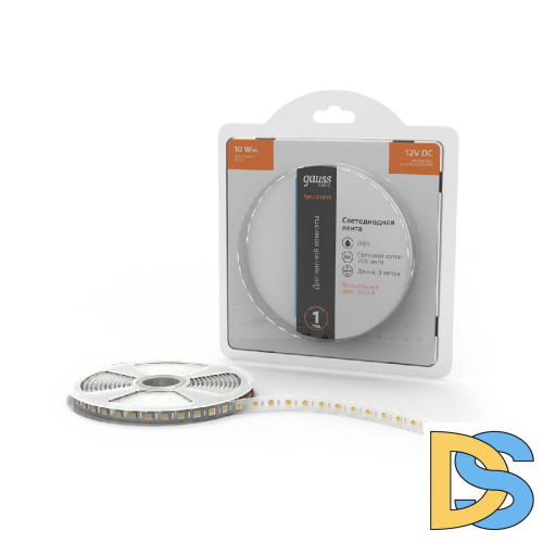 Светодиодная лента Gauss 12В 5050 10Вт/м 3000K 3м IP65 BT050