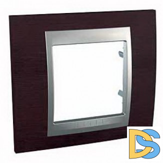 Рамка 1-ая (одинарная), Дерево Венге/Алюминий, серия UNICA TOP/CLASS, Schneider Electric