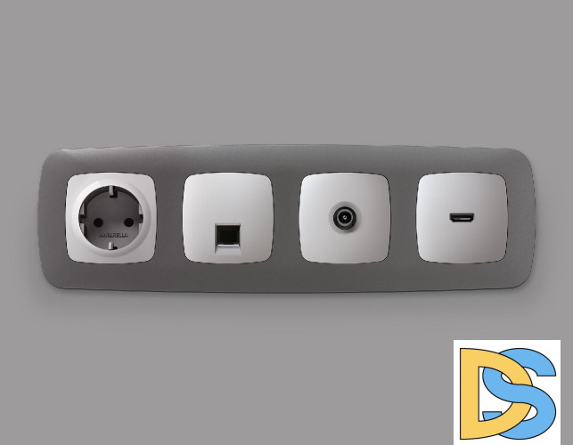 Лицевая панель для компьютерной/телефонной розетки RJ-45/RJ-11 Ambrella Volt Omega OP4120