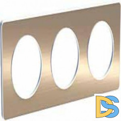 Рамка 3-ая (тройная), Полированная бронза (металл), серия Odace, Schneider Electric