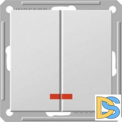 Выключатель 2-клавишный, с подсветкой, Белый, серия Wessen 59, Schneider Electric