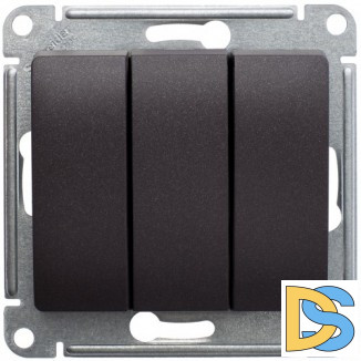 Выключатель 3-клавишный, Шоколад, серия Glossa, Schneider Electric