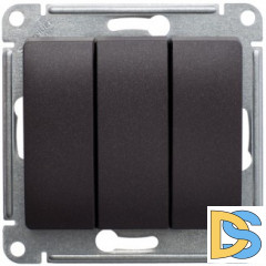 Выключатель 3-клавишный, Шоколад, серия Glossa, Schneider Electric