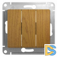 Выключатель 3-клавишный, Дерево Дуб, серия Glossa, Schneider Electric