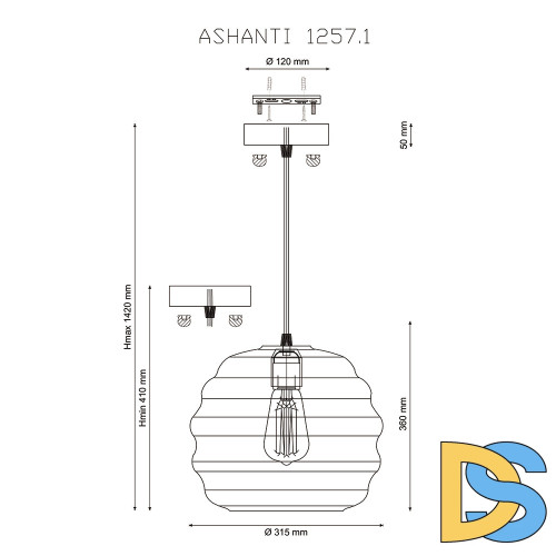 Подвесной светильник Lucia Tucci Ashanti 1257.1