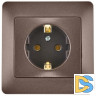 Розетка 1-ая электрическая, с заземлением, Шоколад, серия Glossa, Schneider Electric