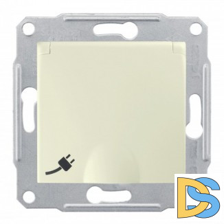 Розетка 1-ая электрическая, с заземлением, крышкой IР44, влагозащищенная, Бежевый, серия Sedna, Schneider Electric