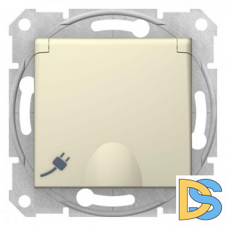 Розетка 1-ая электрическая, с заземлением, крышкой IР44, влагозащищенная, Бежевый, серия Sedna, Schneider Electric