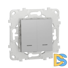 Выключатель двухклавишный Schneider Electric Unica New NU521130N