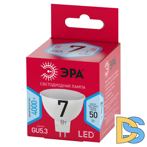 Лампа светодиодная Эра GU5.3 7W 4000K LED MR16-7W-840-GU5.3 R Б0050690