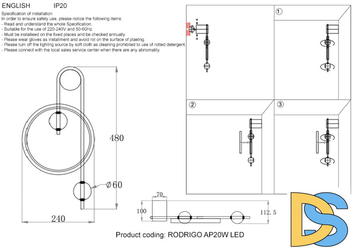 Бра Crystal lux RODRIGO AP20W LED BLACK/GOLD