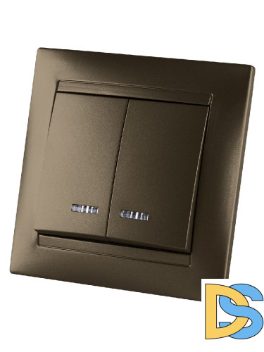 Выключатель двухклавишный с подсветкой Лама TDM Electric SQ1815-0705