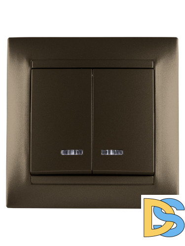 Выключатель двухклавишный с подсветкой Лама TDM Electric SQ1815-0705