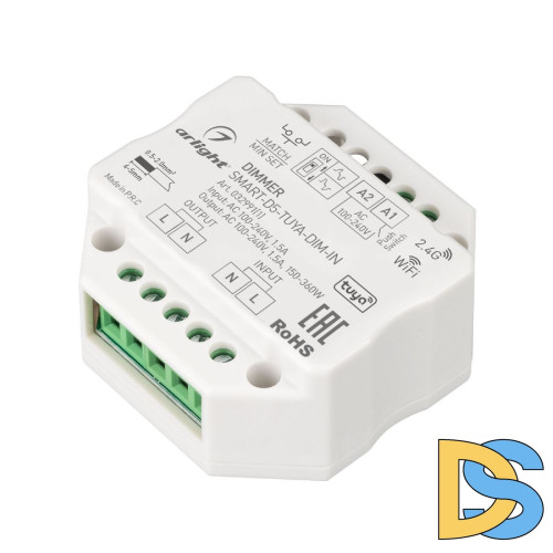 Диммер Arlight SMART-D5-TUYA-DIM-IN (230V, 1.5A, TRIAC, WiFi, 2.4G) 032991(1)