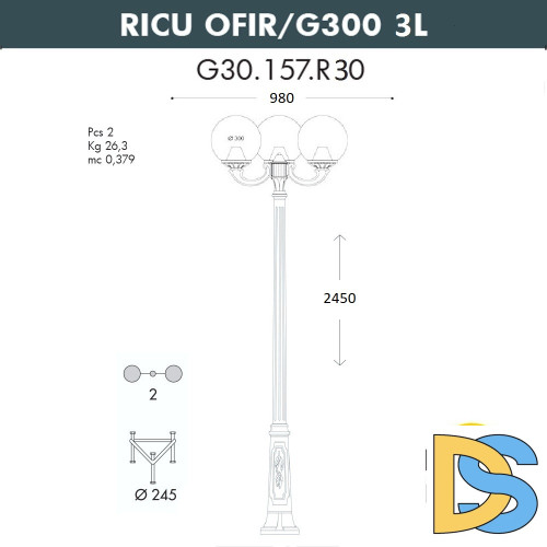 Парковый светильник Fumagalli Globe G30.157.R30.AYF1R