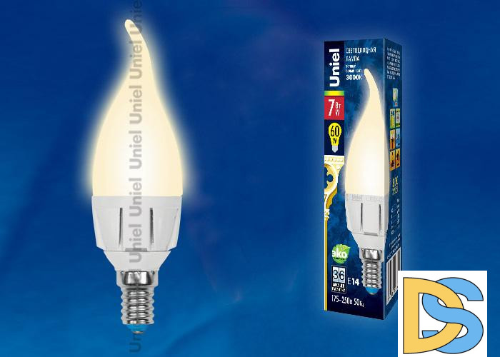 Лампа светодиодная (UL-00002415) Uniel E14 7W 4000K матовая LED-CW37 7W/NW/E14/FR PLP01WH