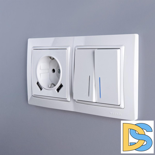 Выключатель Werkel двухклавишный проходной с подсветкой белый W1122101 4690389155222