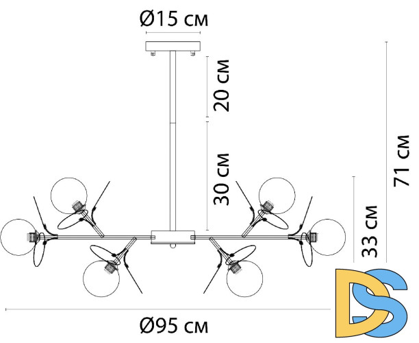 Люстра на штанге Arte Lamp Peacock A1369SP-15SG