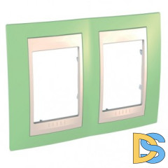 Рамка 2-ая (двойная), Зеленое яблоко/Бежевый, серия Unica, Schneider Electric