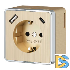 Розетка с заземлением, шторками и USB тип A+C Werkel Gallant W5071710 4690389179631 a057703