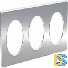 Рамка 3-ая (тройная), Полированный алюминий/Белый (металл), серия Odace, Schneider Electric