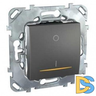 Выключатель 2-полюсный 1-клавишный с индикацией 16А, Графит, серия UNICA TOP/CLASS, Schneider Electric
