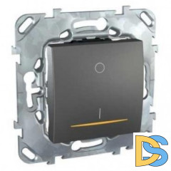 Выключатель 2-полюсный 1-клавишный с индикацией 16А, Графит, серия UNICA TOP/CLASS, Schneider Electric