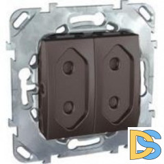 Розетка 2-ая электрическая без заземления с защитными шторками, Графит, серия UNICA TOP/CLASS, Schneider Electric