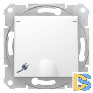 Розетка 1-ая электрическая, с заземлением, крышкой IР44, влагозащищенная, Белый, серия Sedna, Schneider Electric